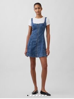 GAP Blue Denim Zip-Front Mini Dress